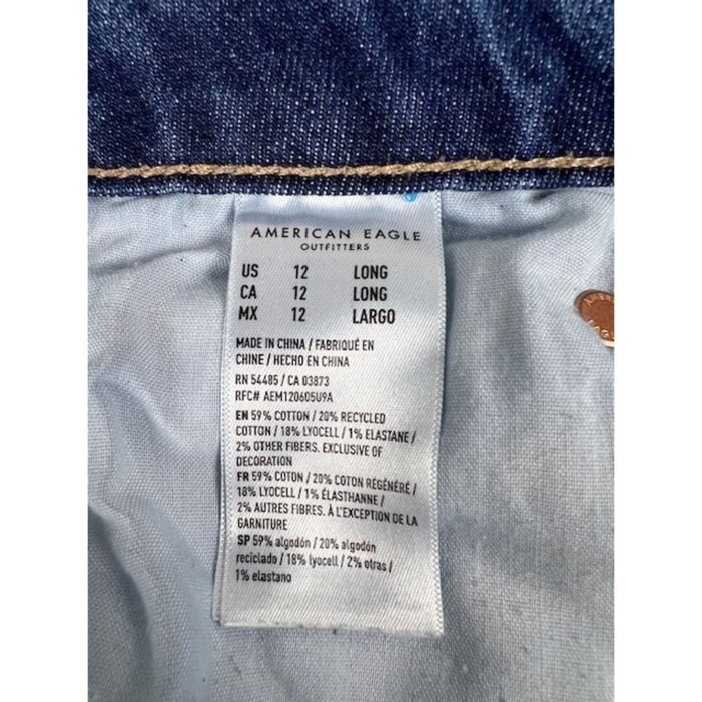 American Eagle Low-Rise Baggy Wide Leg Jeans Medium Wash Stretch 12 Long - Picture 9 of 14